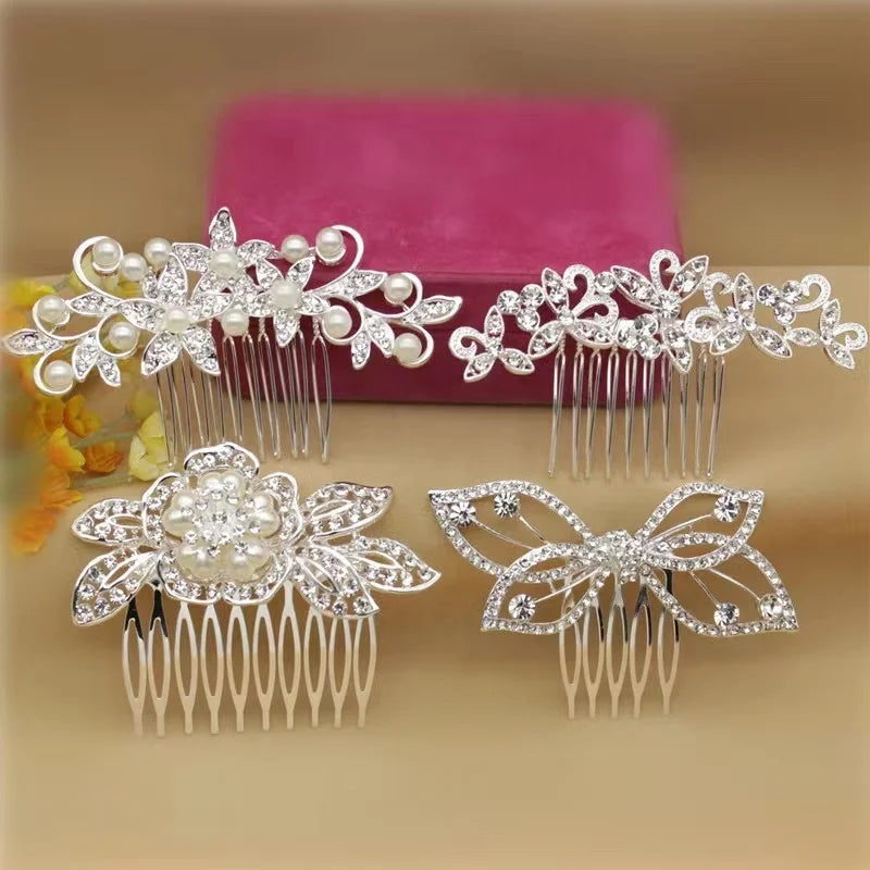 Factory Wholesale Custom Metal Bridal Headpiece Crystal Hairpin Bridesmaid Pearl Headwear for Weddings Featuring Rhinestone