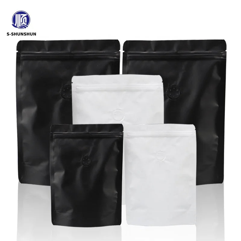 Custom 100g Gravure Printed MOPP/VMPET/PE Stand-Up Coffee Bean Bags Resealable Moisture Proof Airtight Anti-Light Non-Toxic Food