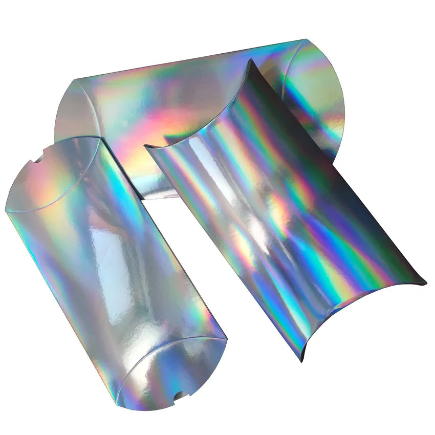 Customizable Silver Holographic Hair Extensions Wig Pillow Box Bundle Custom Paper Boxes