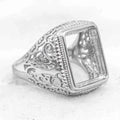 Sterling Silver 12*15mm Semi Mount Men's Ring Frame Empty Blank Bar Bezel Setting S925 Base Without Center Stone for DIY Inlay