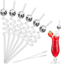 70s Disco Party Decorations Mini Disco Straw Decor 12 Pieces Mirror Disco Ball Straws
