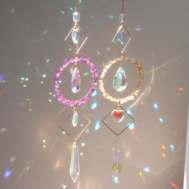 Rainbow Maker Natural Crystal Suncatchers Crystal Hanging Crystal Circle Sun Catcher rainbow Prism
