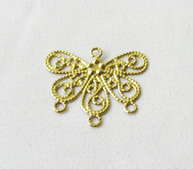 Butterfly Charm Raw Brass Filigree Wing Charm Earring Findings
