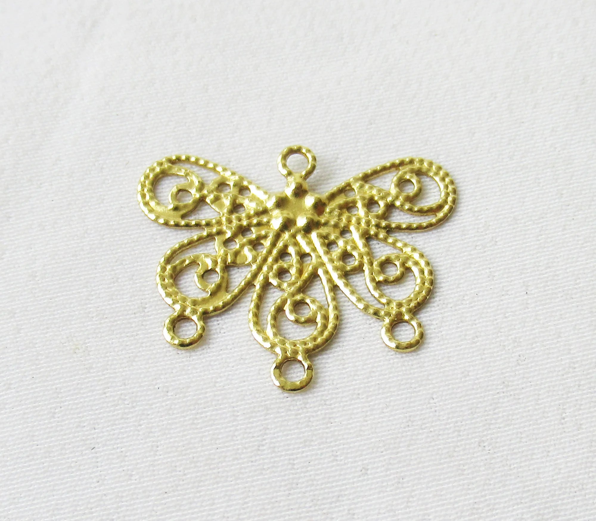 Butterfly Charm Raw Brass Filigree Wing Charm Earring Findings