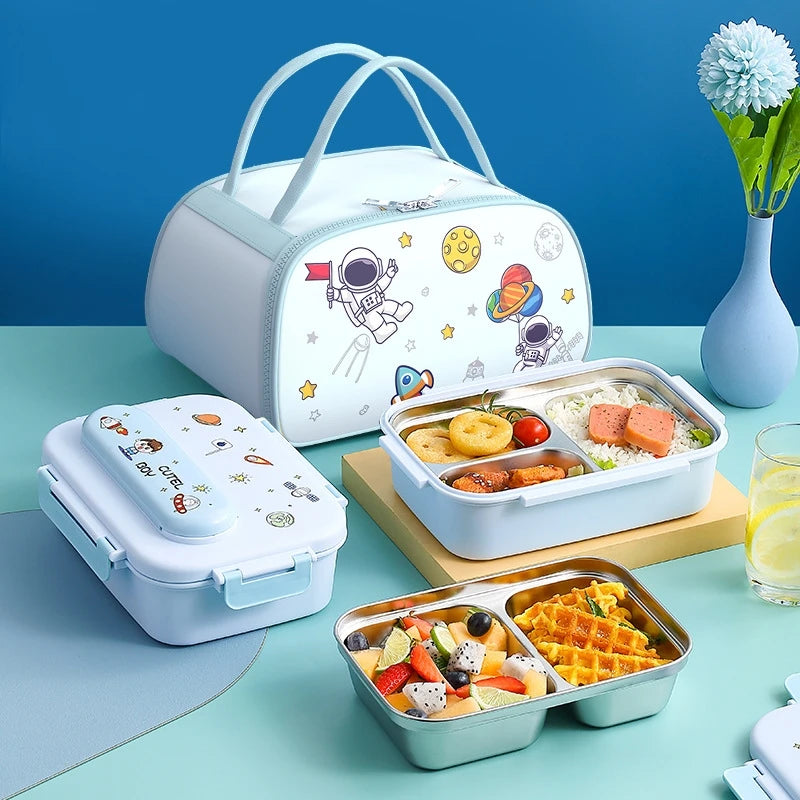 316 Stainless Steel Insulated Lunch Box with Cute Compartment Portable Dinner Plate for Students Office Workers Children