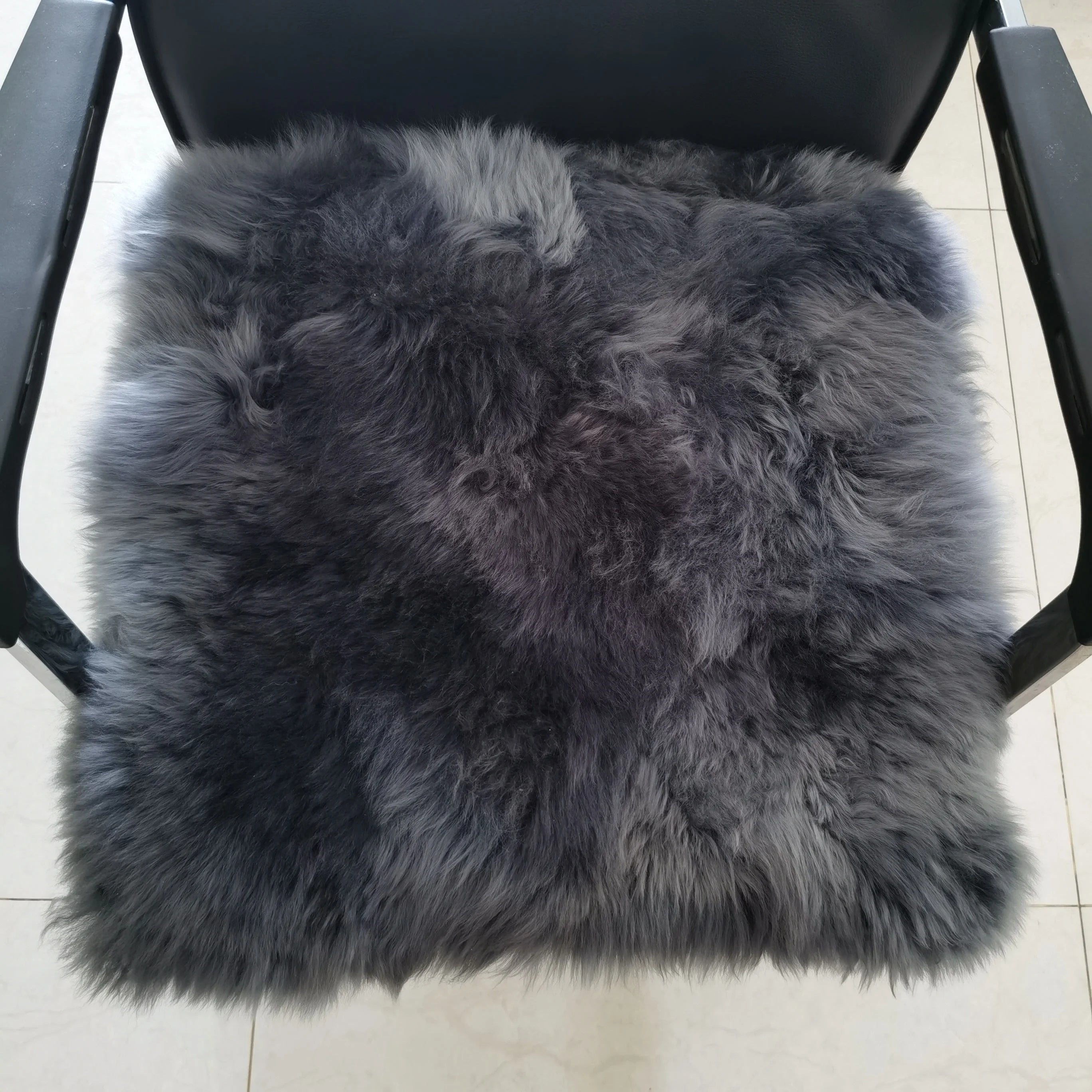 Genuine Australian Sheepskin Fur Long Hair Wool Comfort Seat Cushion Soft Square Cushioned Car Home Extra Thick Non-Slip Durable