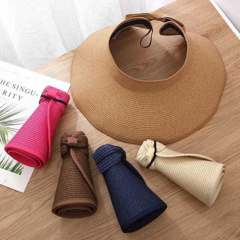 Outdoor Camping Cap Beach Sun Protection Summer Women Sun Visor Straw Hats
