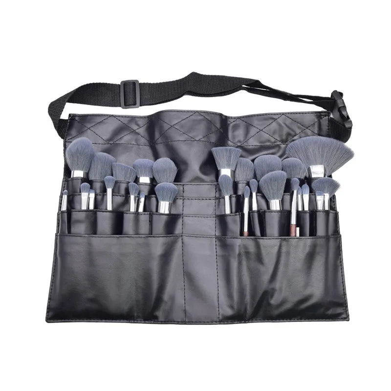 2024 PU Leather Portable Multi Pockets Cosmetic Brush Holder Organizer Professional Makeup Brush Salon Waist Bag