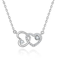 New Style Luxury 925 Sterling Silver Rhodium Plated Necklaces Beautiful Double Heart Girl Necklace
