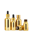 Electroplated Gold Essential Oil Bottle 20ml 30ml 50ml Small Gold Bottle Cosmetics Glass Bottle with Dropper
