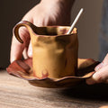 Japanese Style 150ML Handmade Ceramic Coffee Cup and Saucer Set Vintage Afternoon Tea Milk Drip Mug Office Restaurant Drinkware