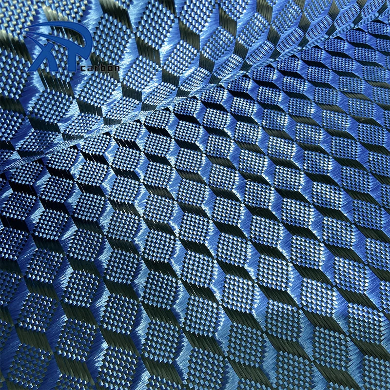 High Strength Light Weight Blue Jacquard Carbon Aramid Hybrid Cloth Camo Carbon Fiber Fabric Camouflage Jacquard Hybrid Fabric