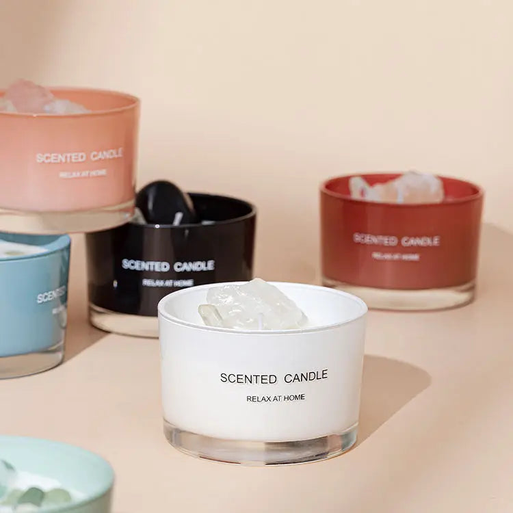 Luxury Aromatherapy Valentine's Day Gift Set Private Label Home Fragrance Crystal Healing Stones Soy Wax Scented Candles