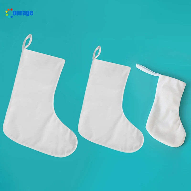 Sublimation White Hanging Christmas Gift Decoration Stocking Santa Socks