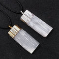 Natural Stone Gypsum Mineral Healing Crystal Selenite Wand Necklace Jewelry