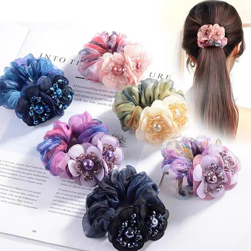 Manufacturer New Luxury Hair Accessories Customized Large Gauze Hair Scrunchies for Women