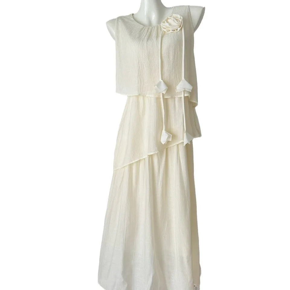 Guangzhou Auyan White Jasmine Summer Small Dress Long Women Dress for Church