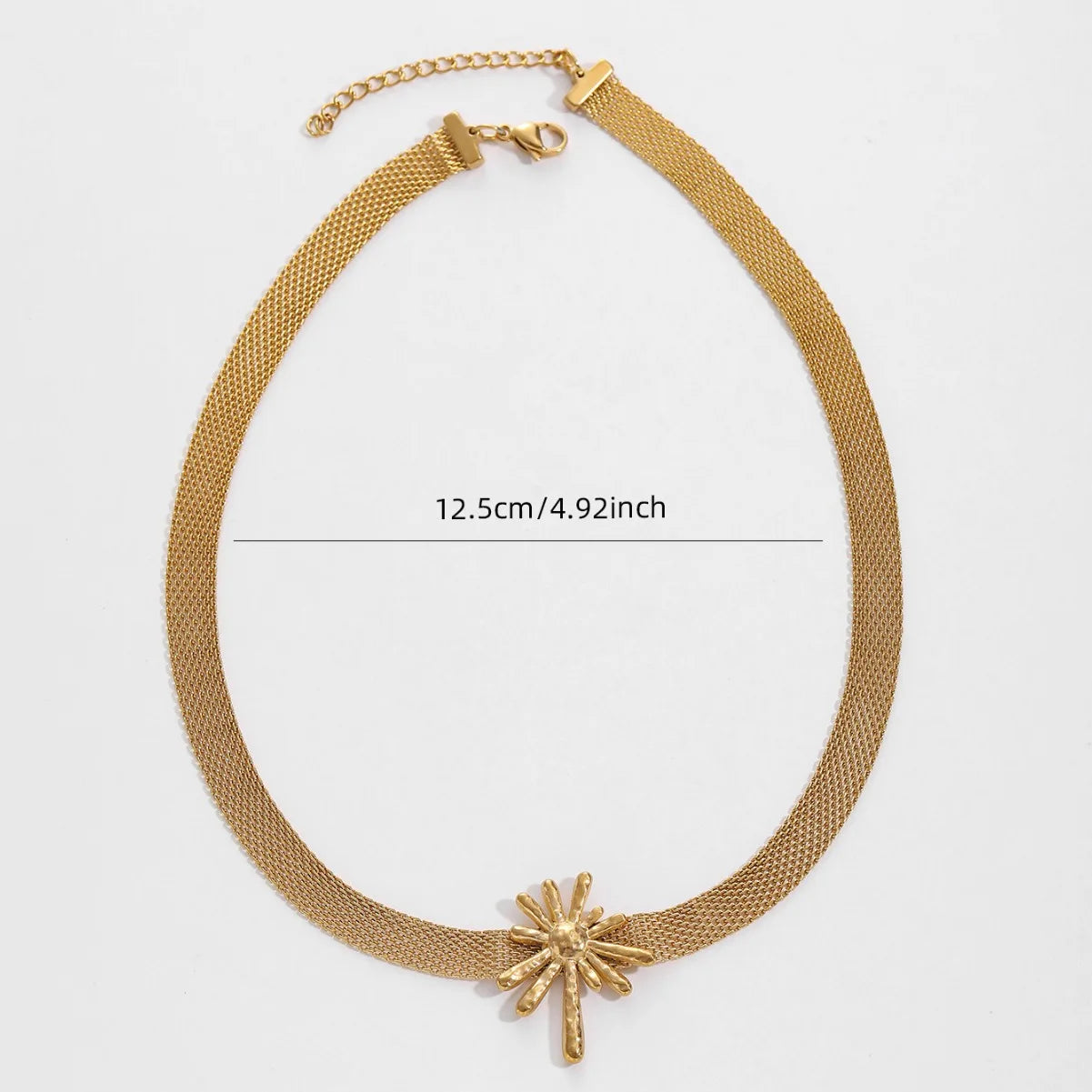 Tendencias 18K Gold Plated Stainless Steel Sunflower Pendant Necklace Stylish Durable Summer Jewelry Trendy Mesh Chain