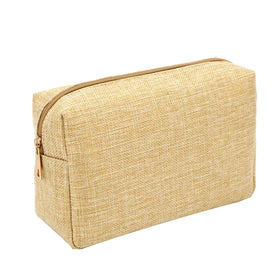Colorful Natural Linen Zippered Cosmetic Travel Bag Portable Daily Storage Toiletry Carry Pouch Small Organizer for Lady