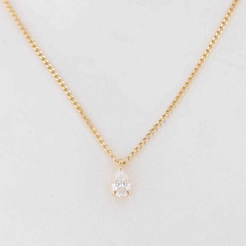 Starsgem Fine Jewelry 18k Solid Gold Chain Classic Pear Cut Moissanite Necklace Pendants