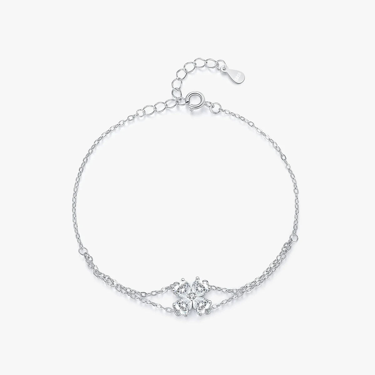 Hot Selling 925 Silver Four Leaf Clover Bracelets Sterling Silver Jewelry Rhodium Plated Bracelets for Women