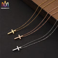 18K Gold Plated Stainless Steel Engravable Faith Dainty Mini Cross Necklace for Women Men