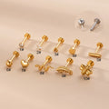 New Design 16g Stainless Steel Heart Leaf Ball Flat Back Internally Insert Lip Piercing Jewelry Labret Stud