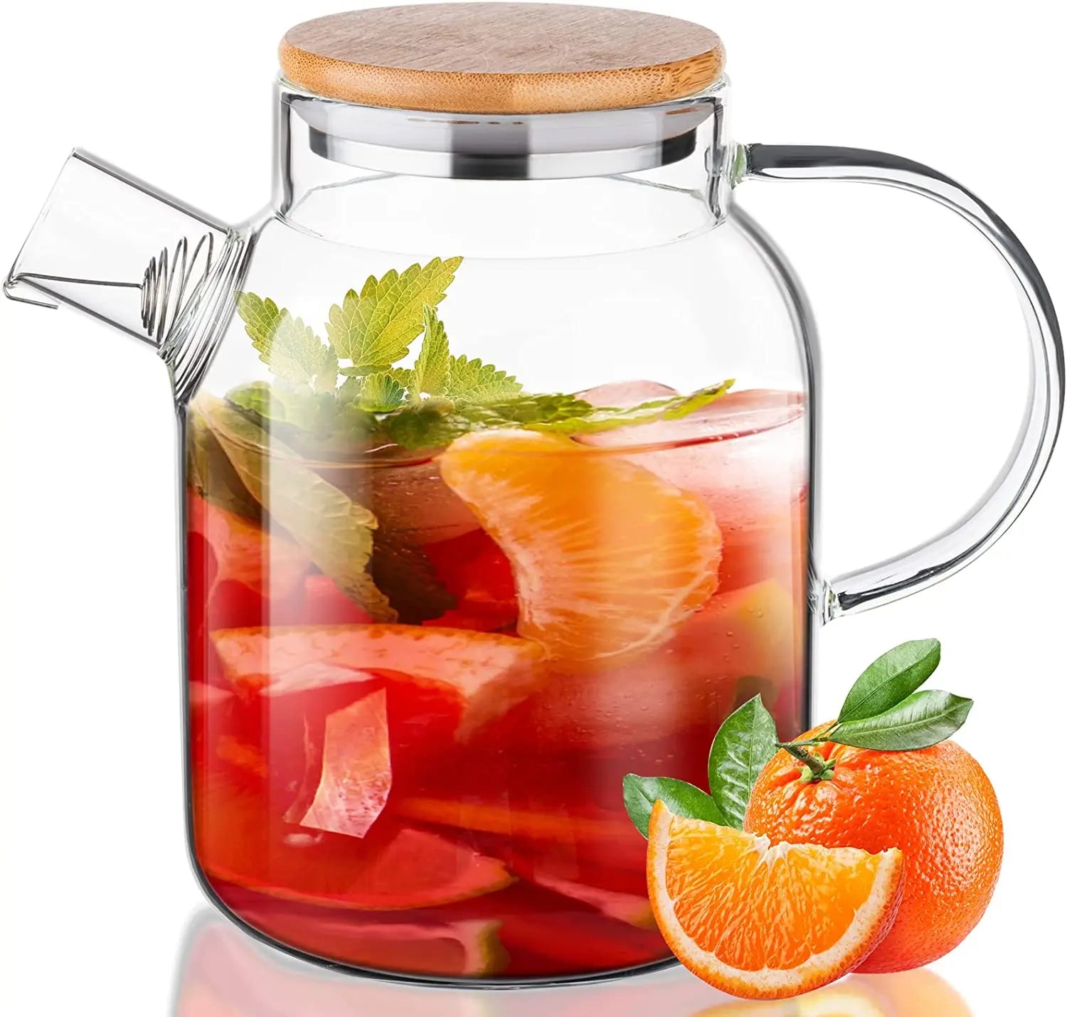 New Design Golden Color 1000ml 1500ml 1800ml Glass Teapot Kettle Pitcher With Loose Leaf Filter Spout