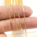 Hot Sale Real Gold Filled 1.3mm Cable Chain Dapped Bar for Jewelry Making Bracelet