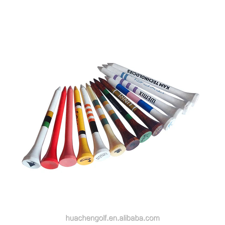 100% Natural Biodegradable Hardwood Golf Tees Custom Logo Printed Wood Bamboo Tees