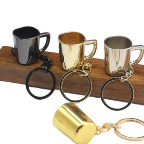 Wsnbwye 3d Coffee Cup Pot Mug Keychain Promotion rubber LED Anime fan gift Key organizer Ring 3d Kitchenware Keychain