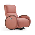 Modern 1-Person Genuine Leather Electric Power Recliner Chair with Foldable Extendable & Massage Function Swivel for Living Room