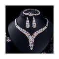 Luxurious White Gold Plated Arab Wedding Jewelry With Color Full Zirconia Necklace Earrings Bracelets Rings Bridal Jewelry Sets