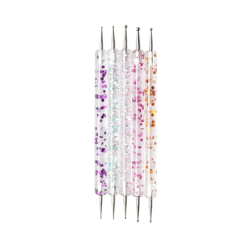 Dual-ended 5pcs Set Rhinestones Dotting Picker for Nail Custom Logo Manicure Point Nail Dotting Pen Nail Art Painting Pen Tools