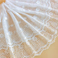 Custom Luxurious Beige Nylon Jacquard Mesh Cotton Tulle Textile Lace Trim Embroidery Fabric for Wedding Dress