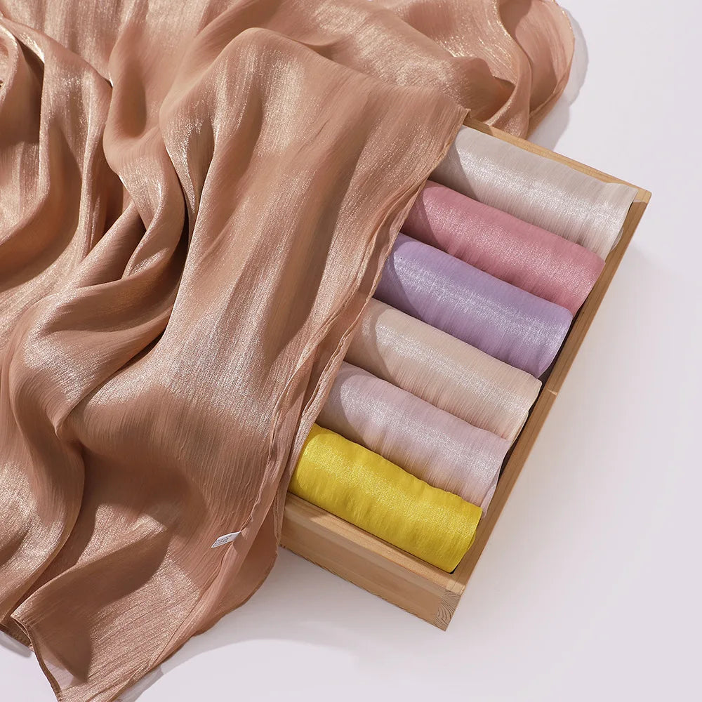 Hot Selling Shimmer Crinkle Shawl Pleated Glitter Chiffon Shawl Giselle Lightweight Flowy Plain Hijab Scarves