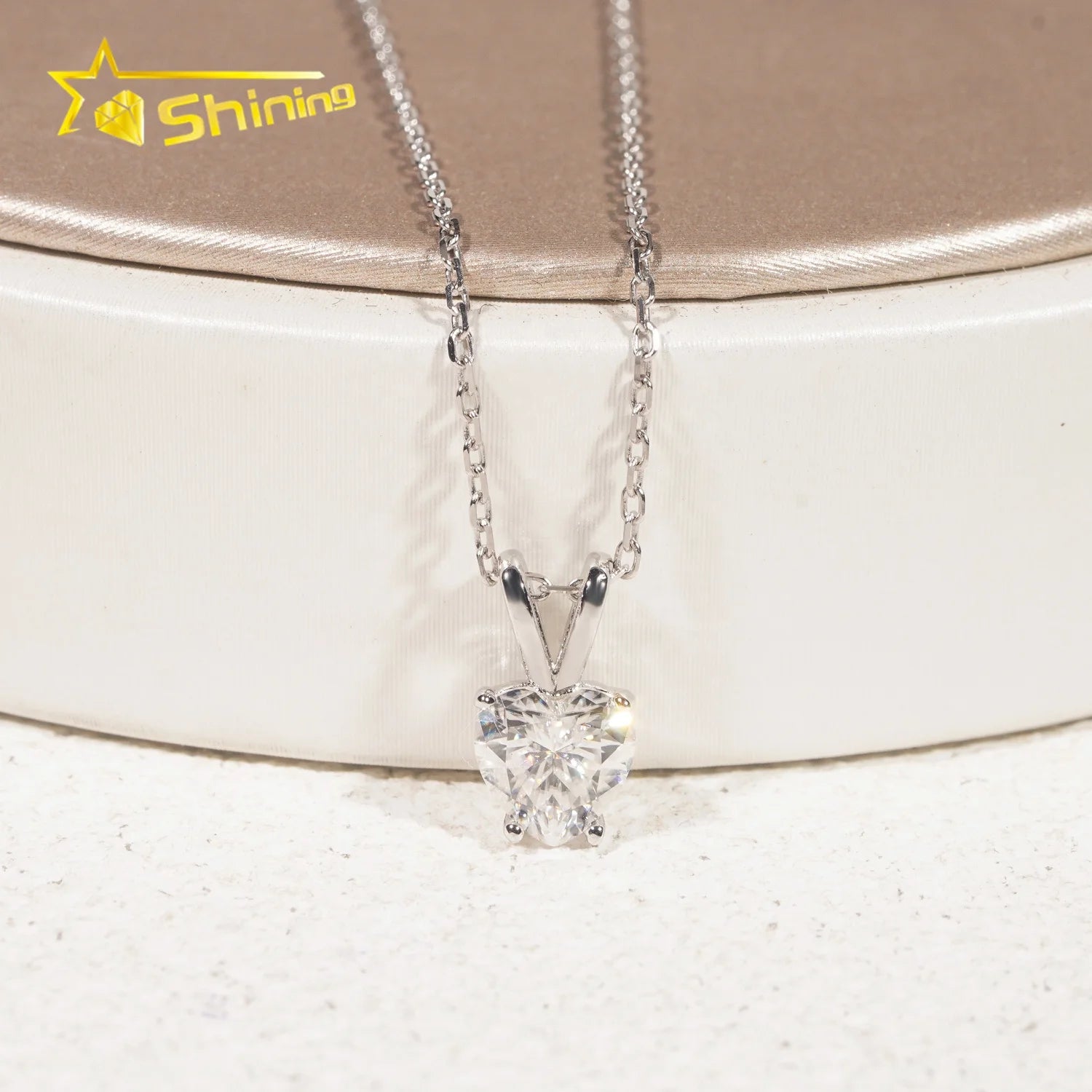 Custom Women Classic 1CT Diamond Necklace 9K 10K 14K18 White Gold IGI Report Lab Grown Diamond Heart Cut Diamond Necklace