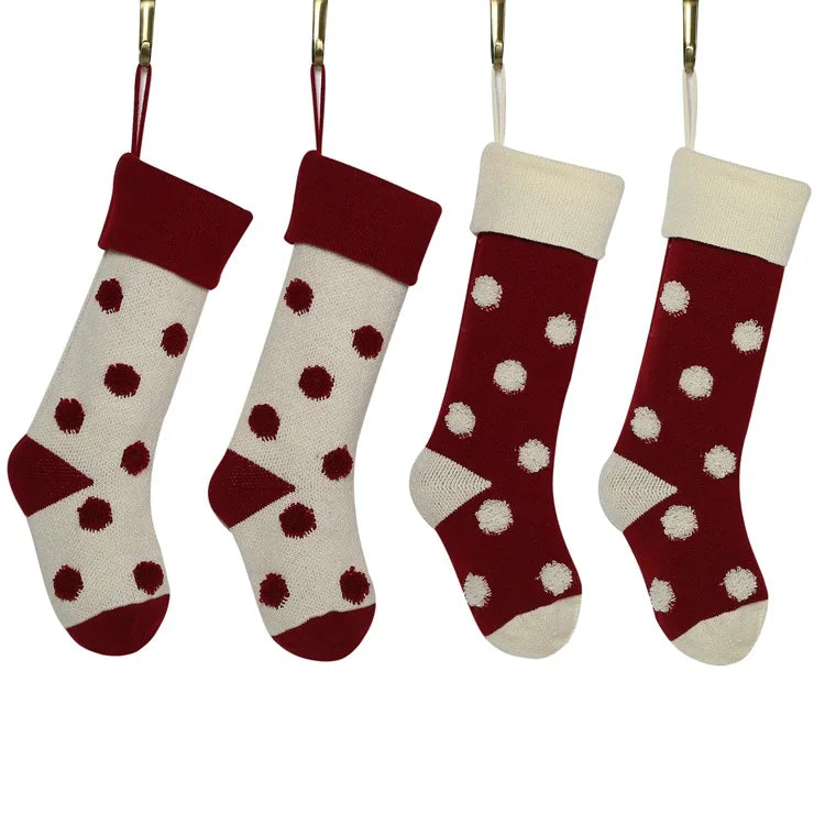 Good Quality 100% Acrylic Thick Christmas Candy Bags 2020 Design Green Pink White Diy Christmas Socks 40cm Home Decoration