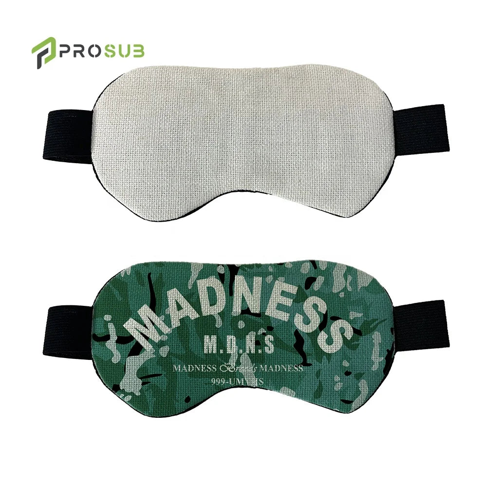 Prosub Custom Blank Sublimation Eye Mask Printing Sleeping Eyeshades Linen Sublimated Eye Mask