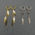 Alloy Gold Plated Anchor & Feather Hoop Earrings Fashion Drop Design with Unique Stylish Vibe for Women