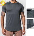 Men Summer Quick Drying Sport Running Athletic Breathable Short Sleeve Crew Neck Heat-Transfer Printed Custom Printed Polyester