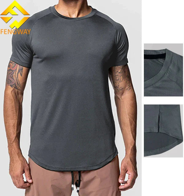 Men Summer Quick Drying Sport Running Athletic Breathable Short Sleeve Crew Neck Heat-Transfer Printed Custom Printed Polyester