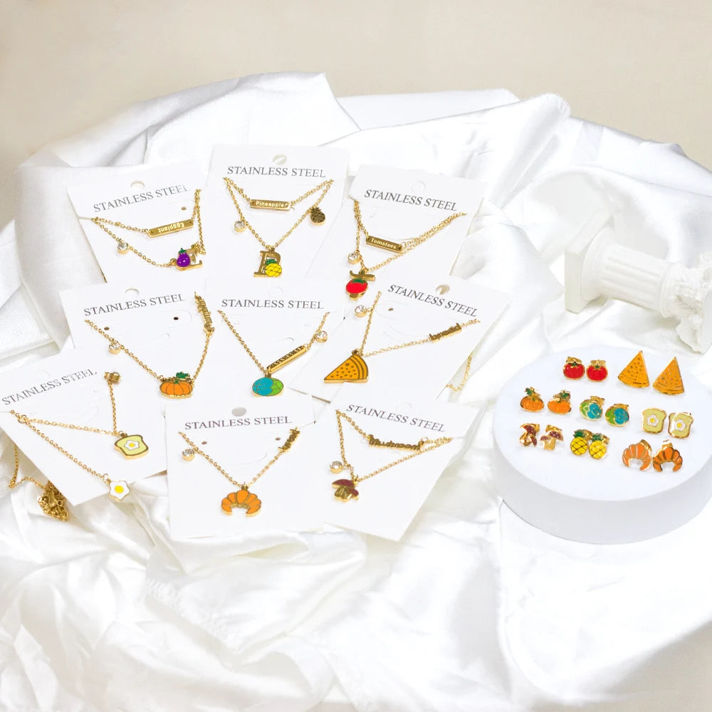 Wholesale 18k Gold Plated Stainless Steel Special Bakery Cute Pendant Necklace for Girls Woman
