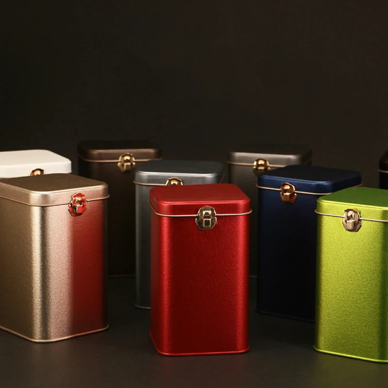 Custom Rectangle Metal Tea Tin Boxes Food Grade for Coffee/Tea Packaging with Lock Customizable Metal Cans