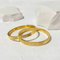 Tarnish Free 18k Gold Plated Stainless Steel Bracelet Minimalist Striped Zircon Cuff Bracelet for Women Pulseras Y Brazaletes