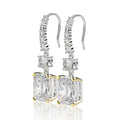 Diamond Cutting CZ Sterling Silver 925 Jewelry Rhodium Plated 10*12 MM 8A CZ Canary Sona Diamond Drop Earrings