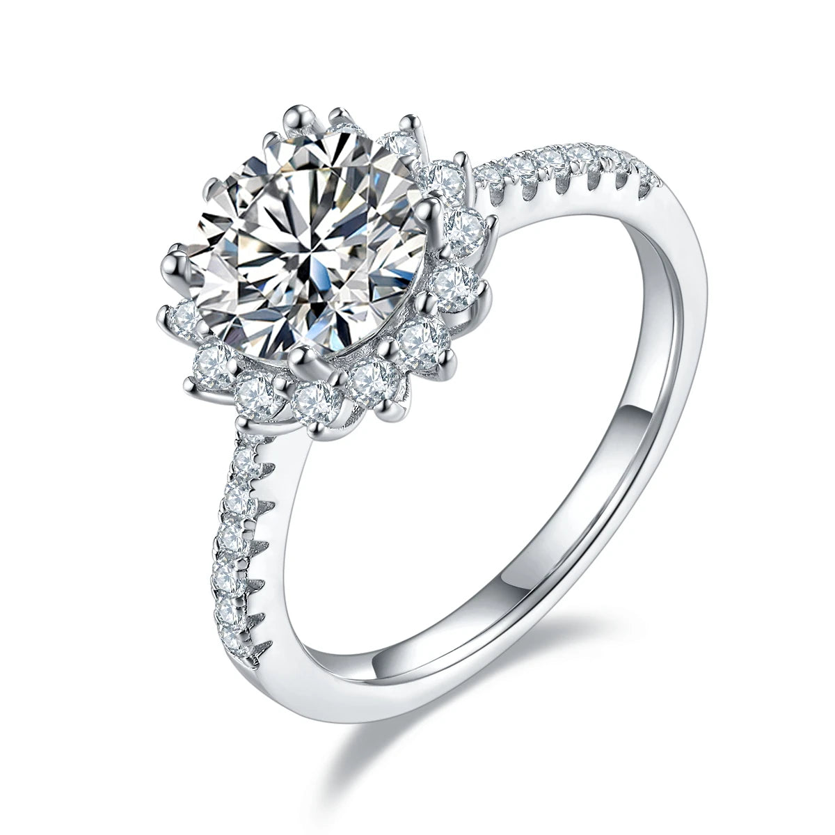Wish Jewelry Hot Sale Factory Direct Delicate Halo  Dainty Moissanite Ring 925 Sterling Silver Online Store