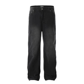 Custom Streetwear Hip Hop Casual Wide Leg Baggy Straight Washed Loose Jeans