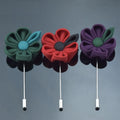 Classic Handmade Mens Suits Polyester Fabric Flower Brooch Lapel Pin for Business