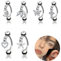 Fashion Stainless Steel Jewelry Body Piercing Curved Rod and Diamond Pendant Eyebrow Ring Wholesale